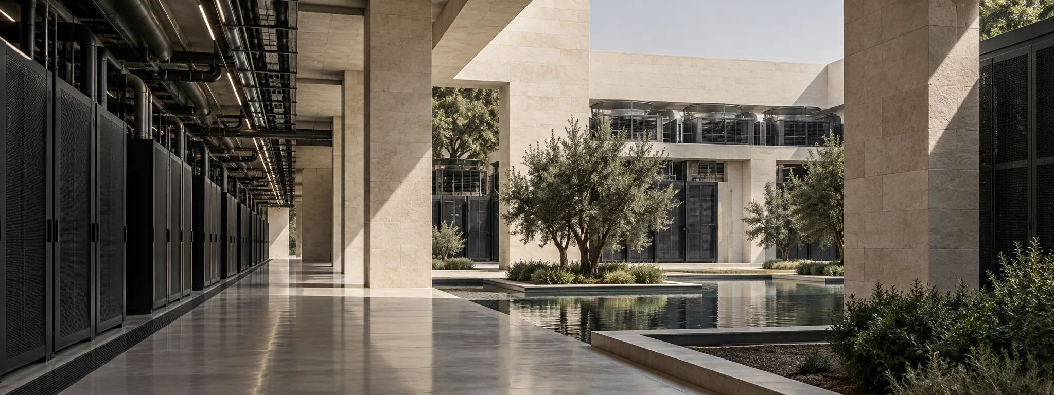 Private compute infrastructure integrated into controlled contemporary architecture